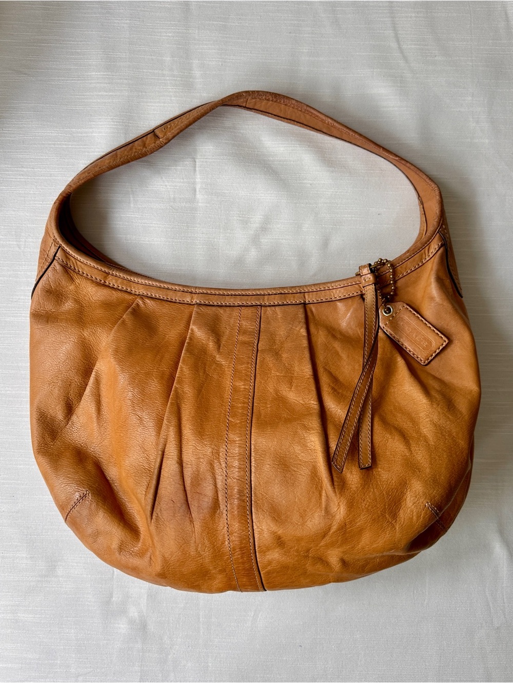Coach Large Ergo Pleated Leather Hobo 12236 Shoulder Bag Camel Brown EUC